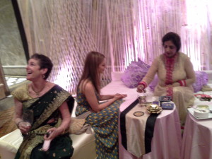 Coffee Cup Reading in progress at a Pre-Wedding Function by Mrs Neera Sareen