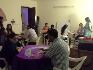 Tarot Card Reading being practiced by students during Tarot Reading Class conducted by Neera Sareen at her Centre